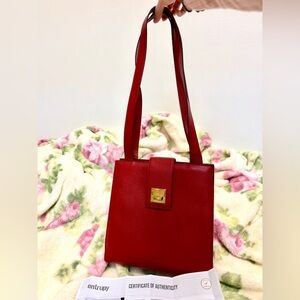 Celine Vintage Elegant Red Leather Handbag